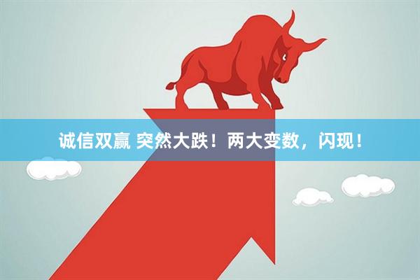 诚信双赢 突然大跌！两大变数，闪现！